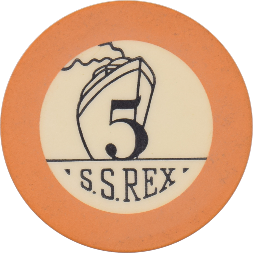 S. S. Rex Casino Santa Monica California $5 Chip 1938