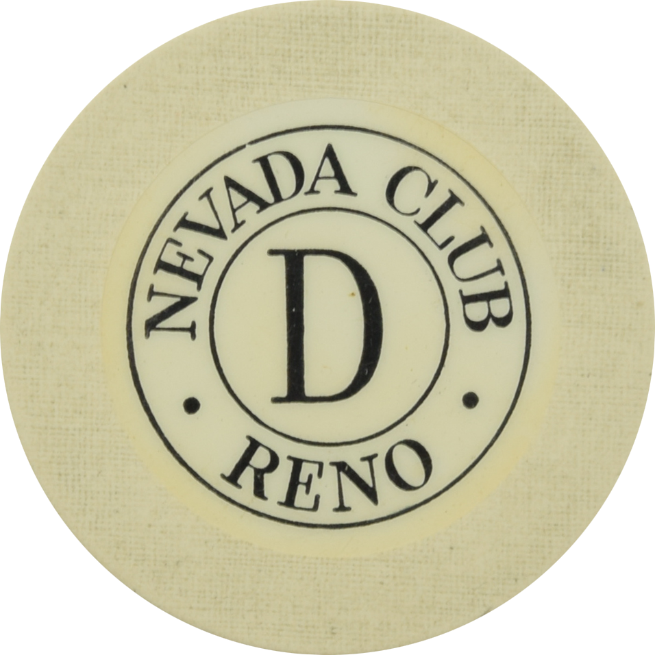Nevada Club Casino Reno Nevada White Roulette D Chip 1950s