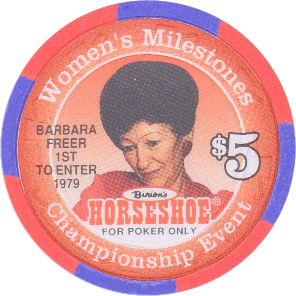 Binion's Horseshoe Club Casino Las Vegas Nevada $5 Barbara Freer Chip 1996