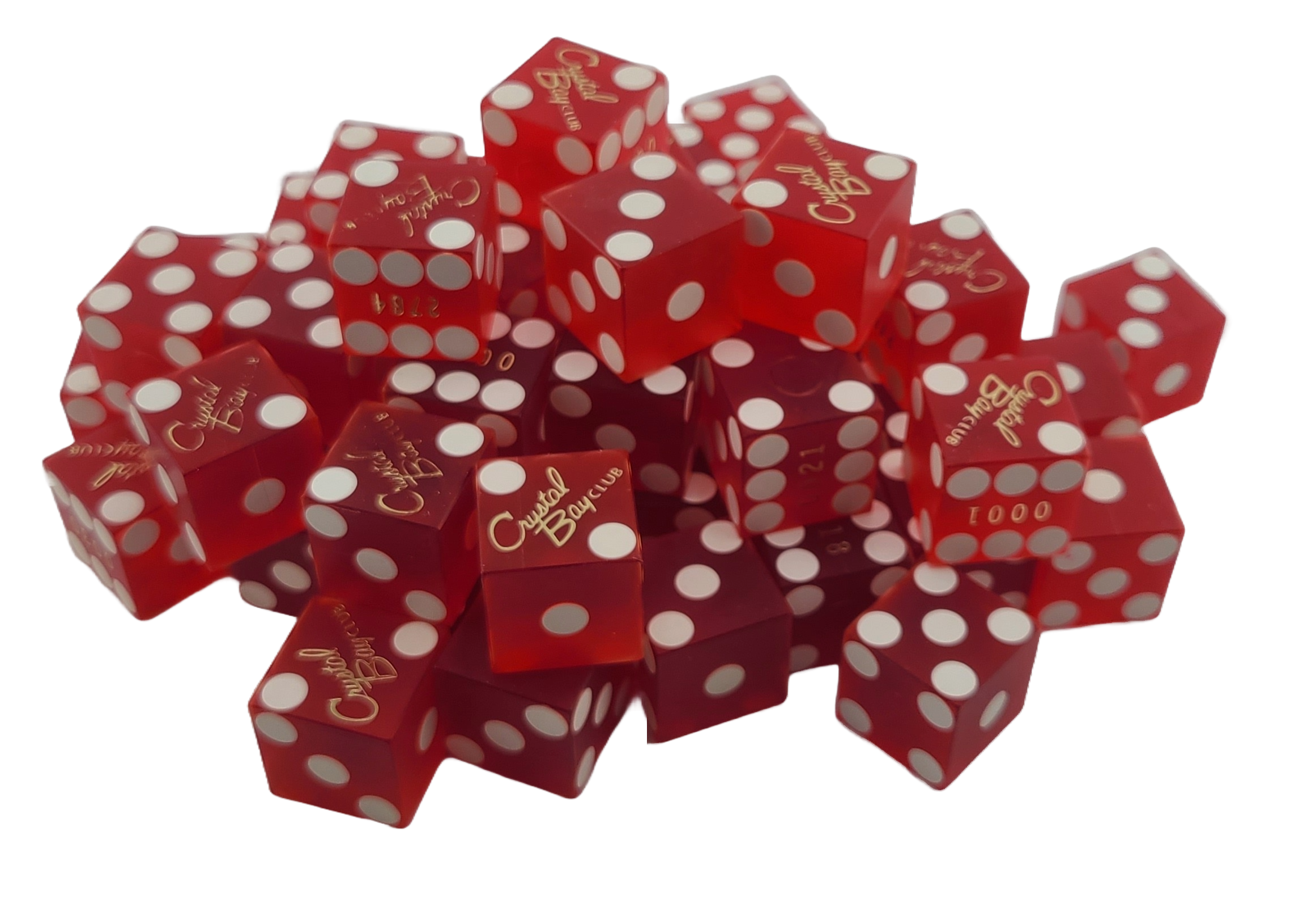 Bulk Dice 50 Red Used Dice From Crystal Bay Club Casino in Lake Tahoe Nevada
