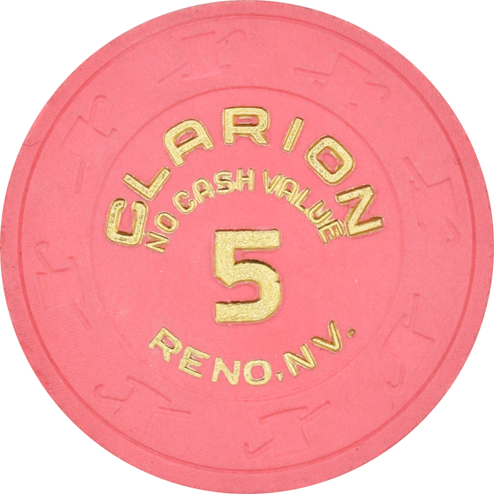 Clarion Hotel Casino Reno Nevada 5 NCV Hot Stamp Chip 1990s