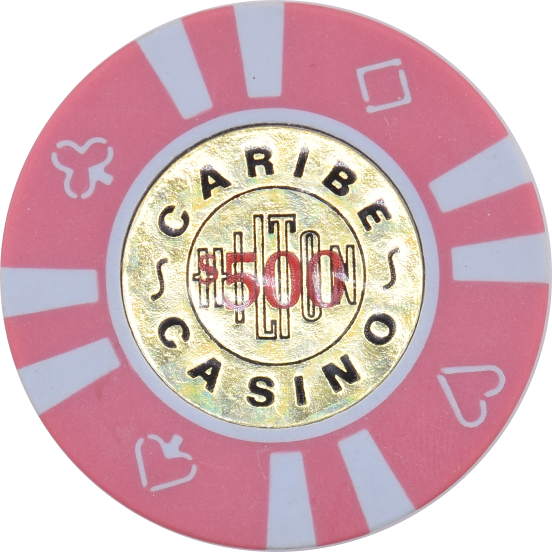 Caribe Hilton Casino San Juan Puerto Rico $500 Pink 43mm Chip