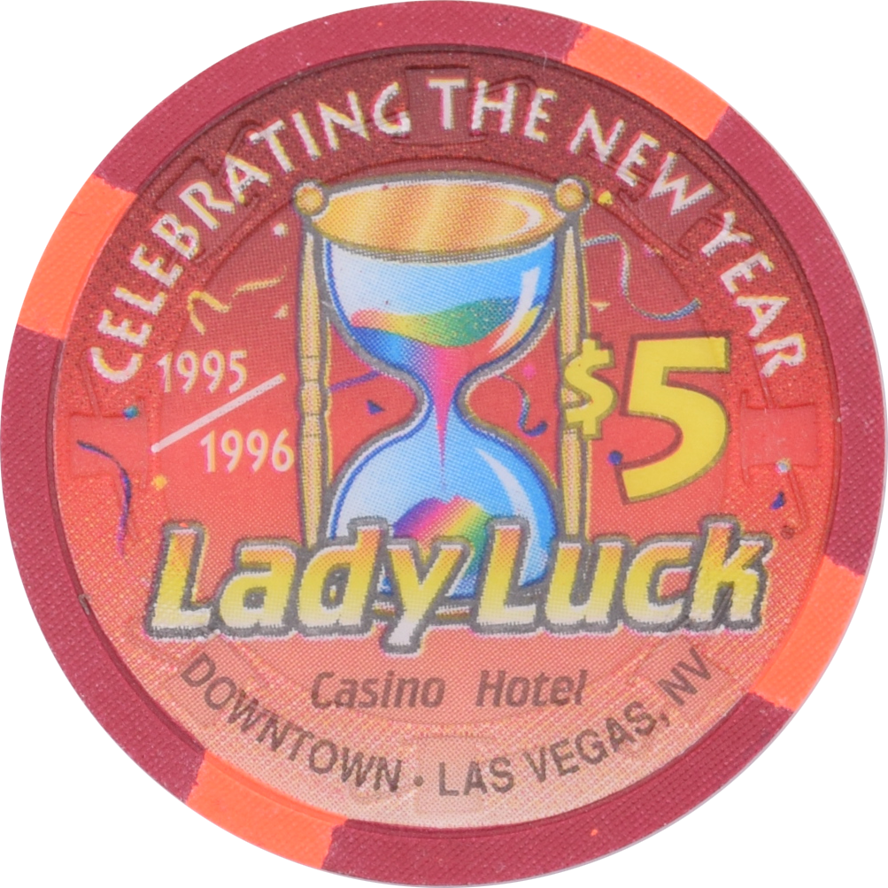 Lady Luck Casino Las Vegas Nevada $5 Celebrating the New Year Chip 1995