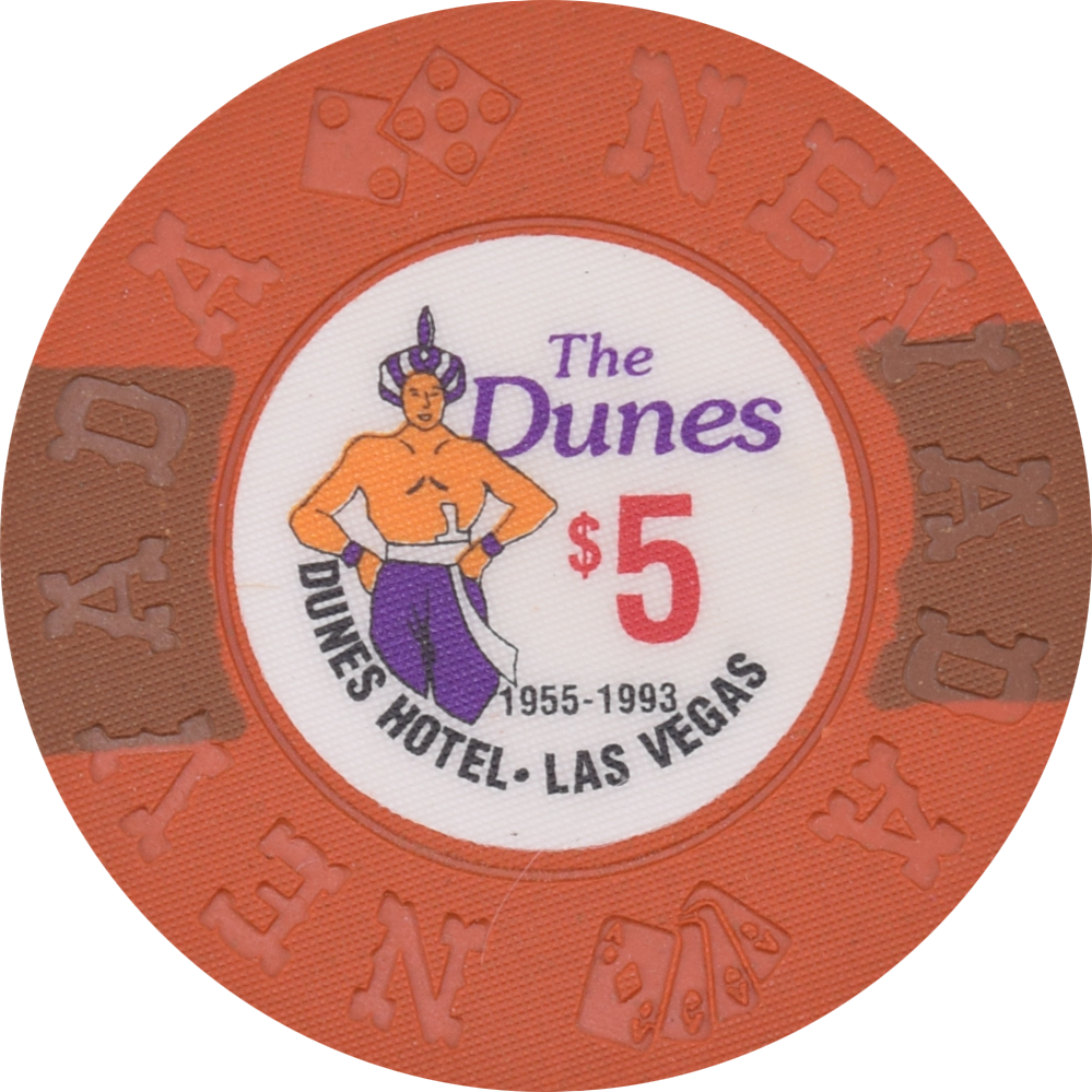 The Dunes Casino Las Vegas Nevada $5 Borland Commemorative Chip 1994