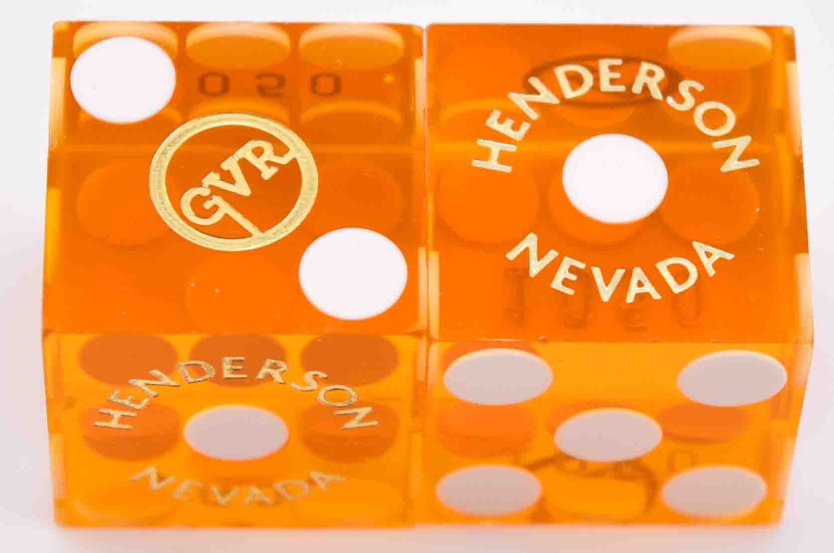 Green Valley Ranch Casino Henderson Nevada Yellow Used Matching Number Pair of Dice