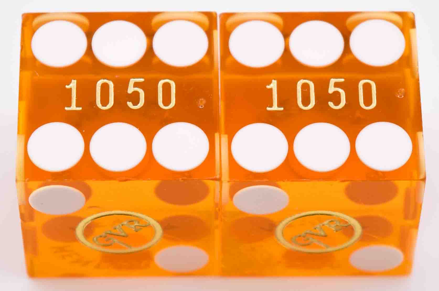 Green Valley Ranch Casino Henderson Nevada Yellow Used Matching Number Pair of Dice