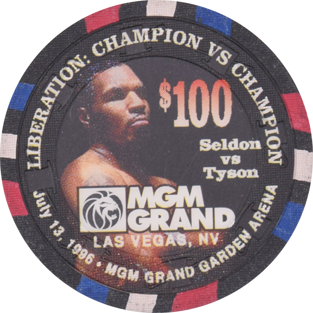 MGM Grand Casino Las Vegas Nevada $100 Seldon vs Tyson July 13, 1996 Chip