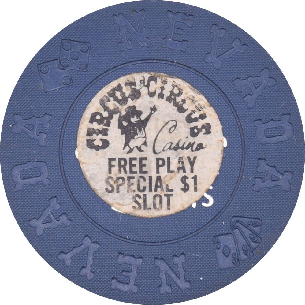 Circus Circus Casino Las Vegas Nevada Free Play Special $1 Slot Chip 1968