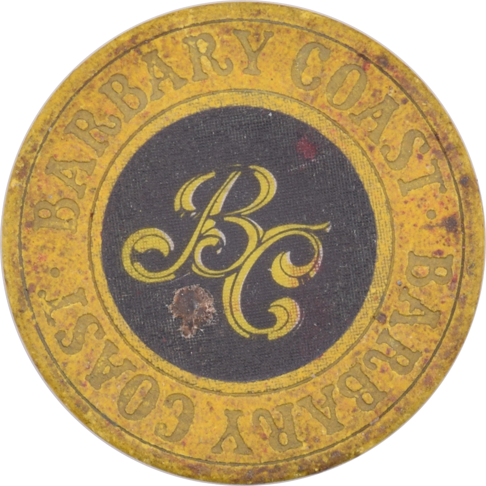 Barbary Coast Casino Las Vegas Nevada Black Inlay Roulette Yellow Chip 1979