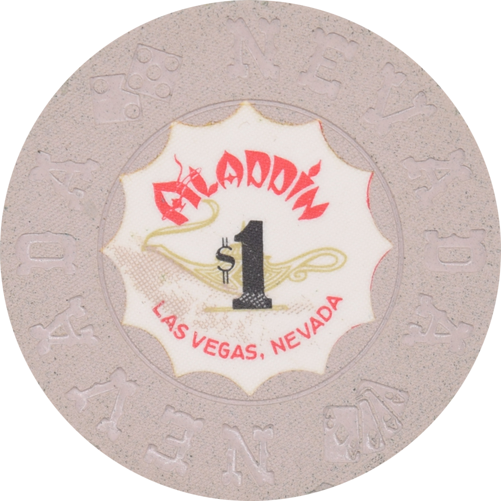 Aladdin Casino Las Vegas Nevada $1 Gold Lamp Behind Faded Chip 1971
