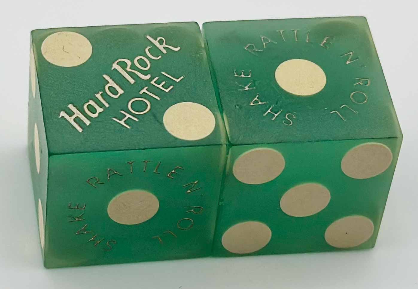 Hard Rock Used Green Casino Dice Las Vegas Nevada 1990's
