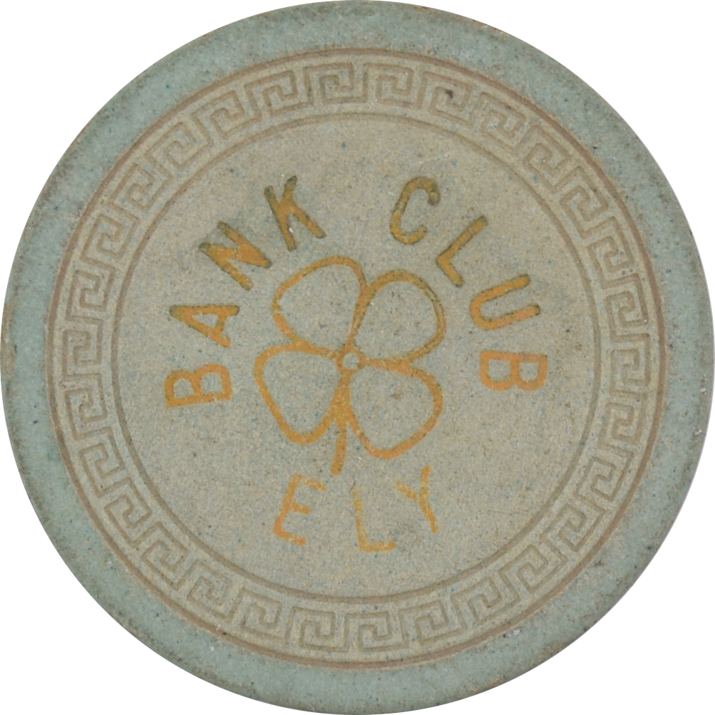 Bank Club Casino Ely Nevada Green SmKey Four Leaf Clover Chip 1953
