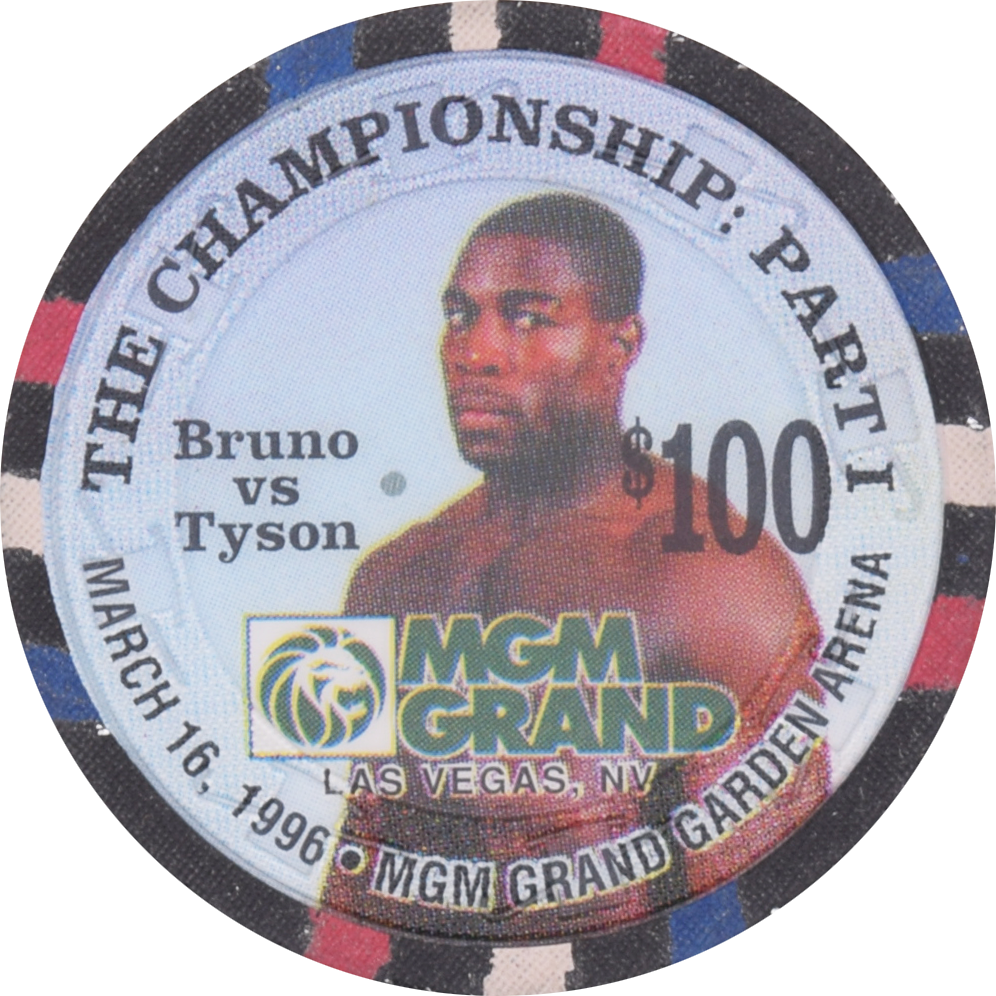 MGM Grand Casino Las Vegas Nevada $100 Bruno vs Tyson Mar 16, 1996 Chip