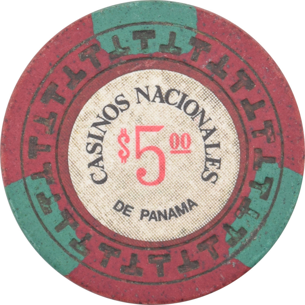 Casino Nacionales De Panama $5 Chip Red / Green