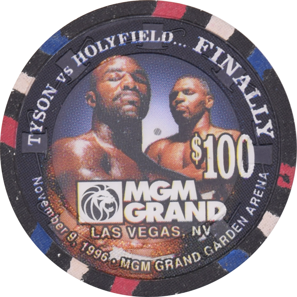 MGM Grand Casino Las Vegas Nevada $100 Tyson vs Holyfield Nov 9, 1996 Chip