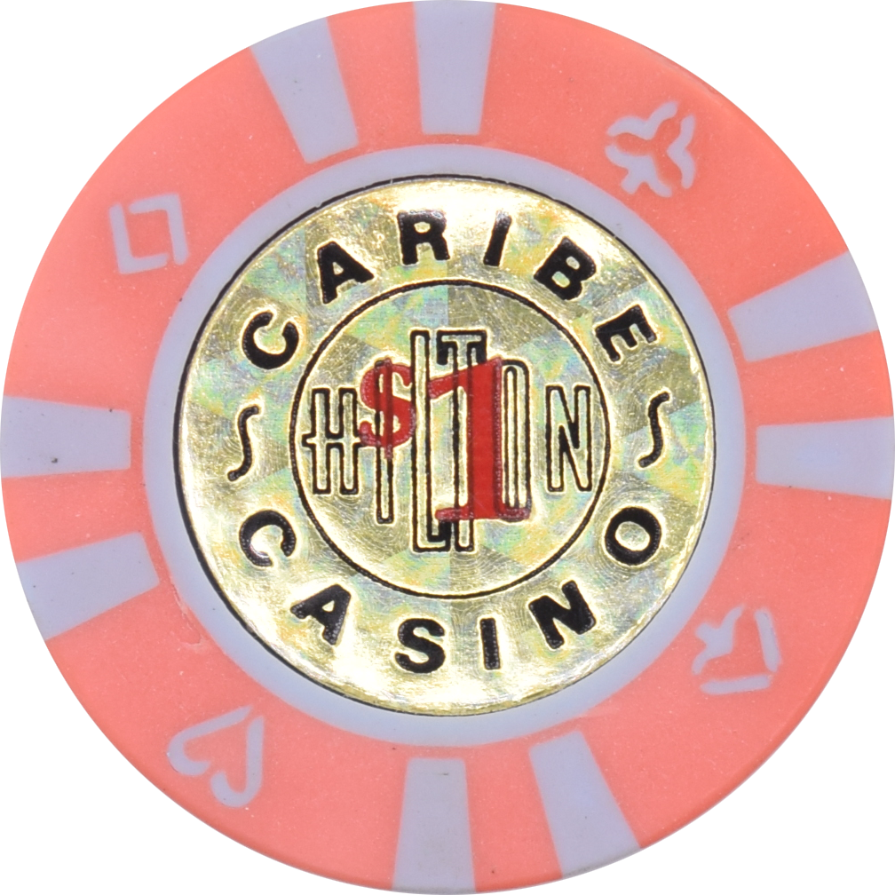 Caribe Hilton Casino San Juan Puerto Rico $1 Lt Orange Chip