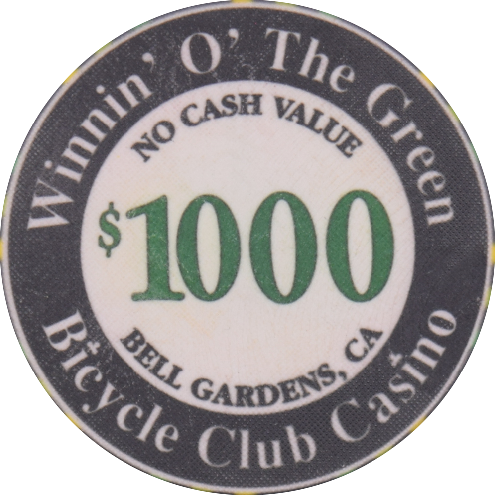 Bicycle Club Casino Bell Gardens California $1000 NCV Chip (Winnin' O' The Green Tournament)
