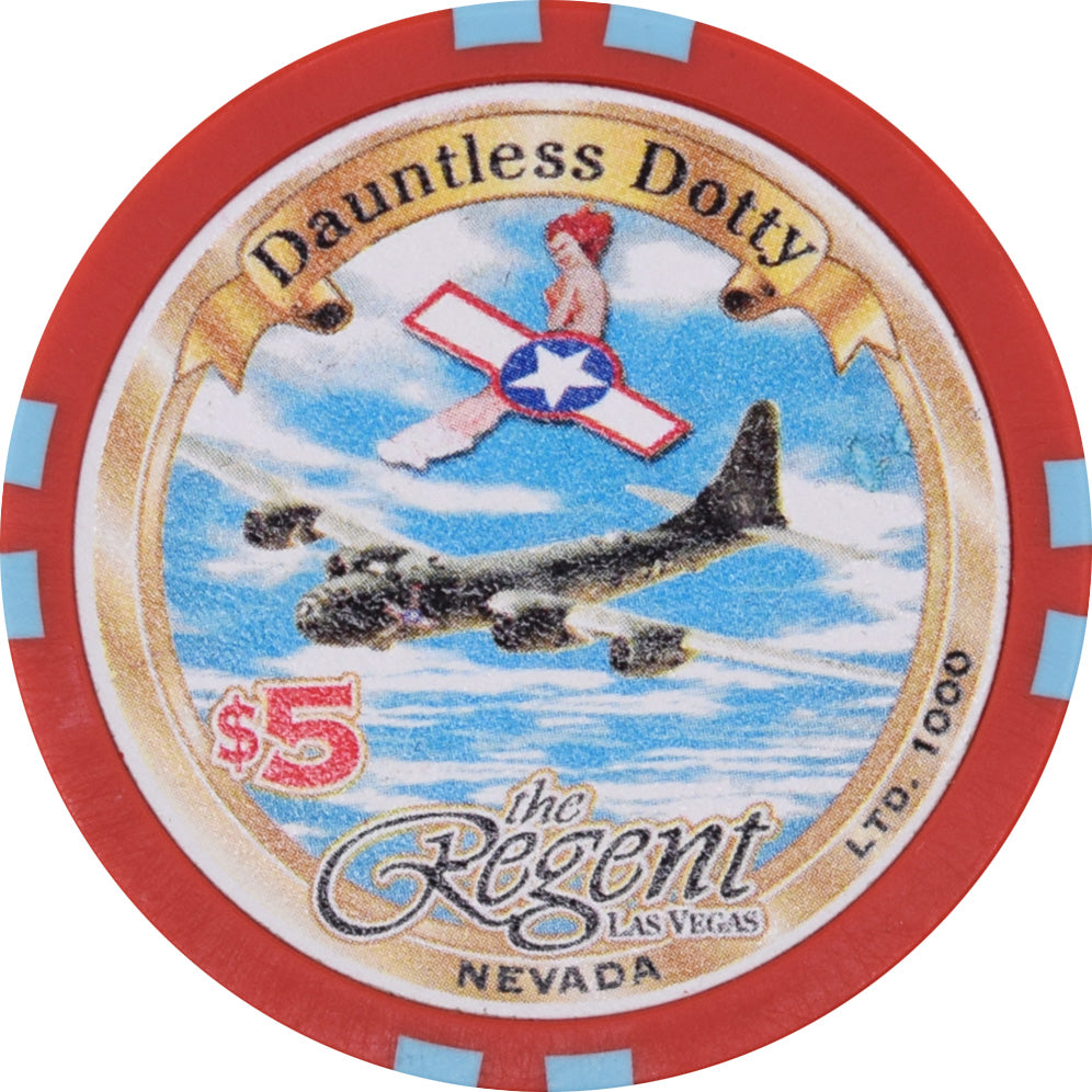 The Regent Casino Las Vegas Nevada $5 Dauntless Dotty Chip 2001
