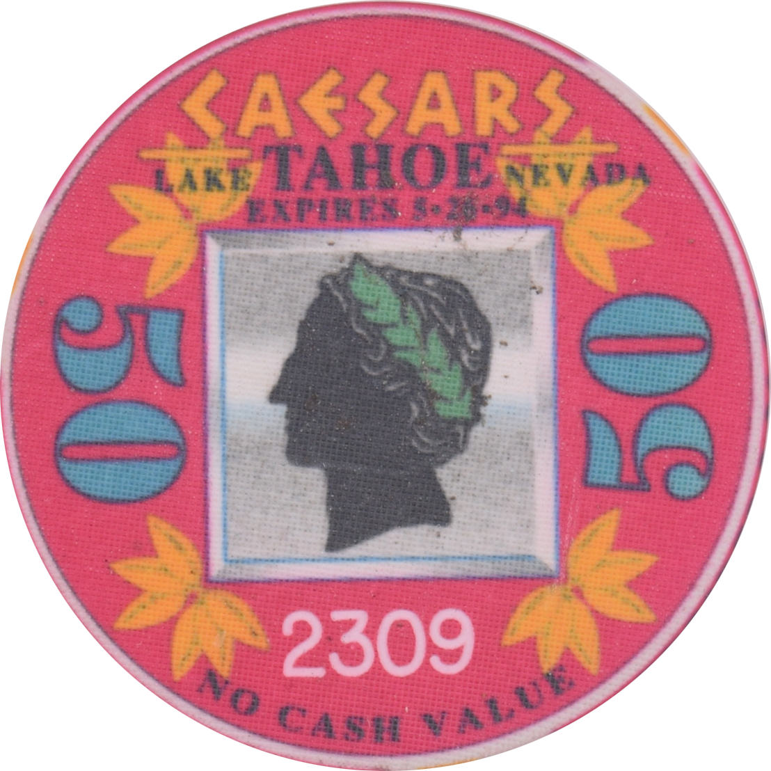 Caesars Tahoe Casino Lake Tahoe Nevada $50 NCV 43mm Chip 1994
