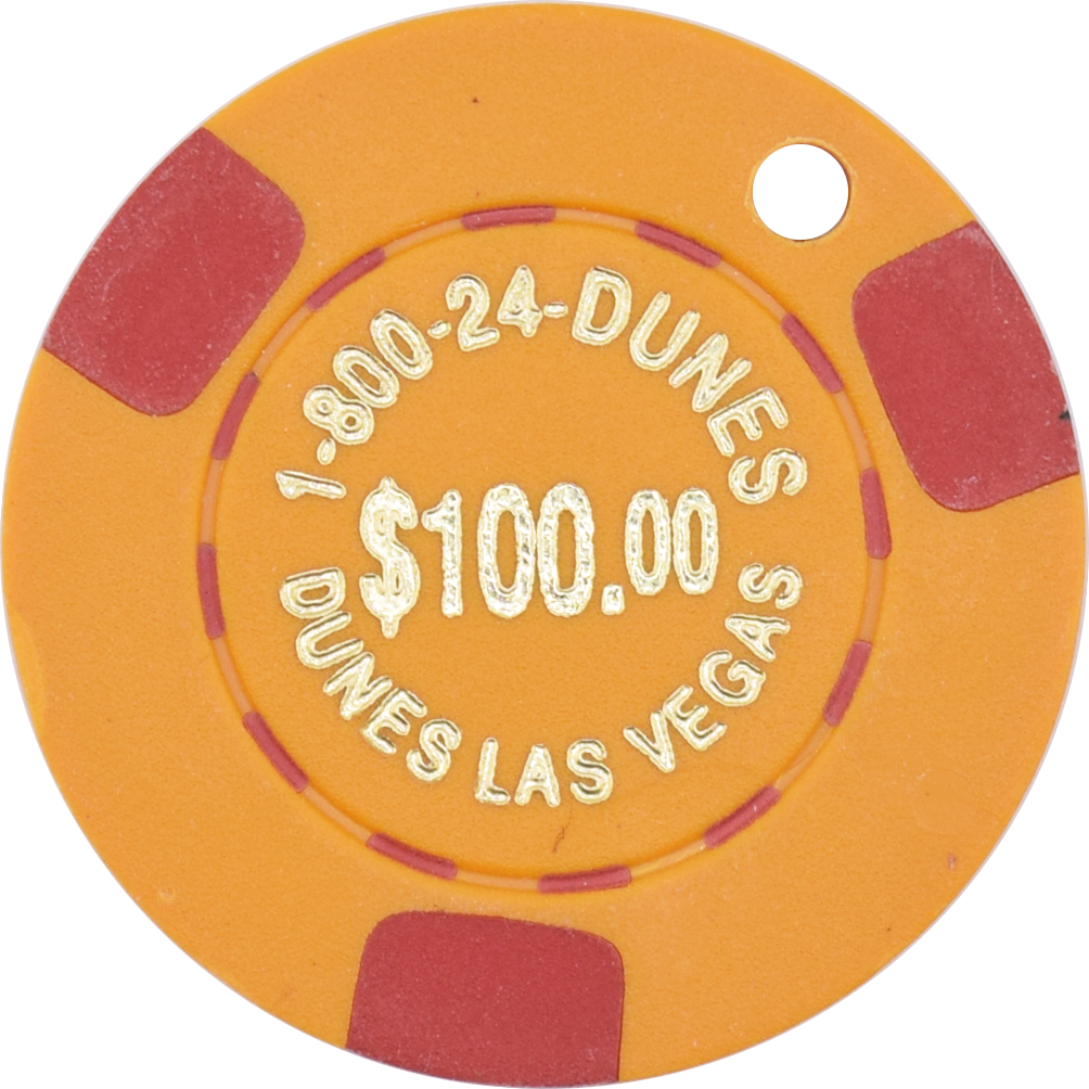 Dunes Casino Las Vegas Nevada $100 1-800-24-Dunes Chip 1980s