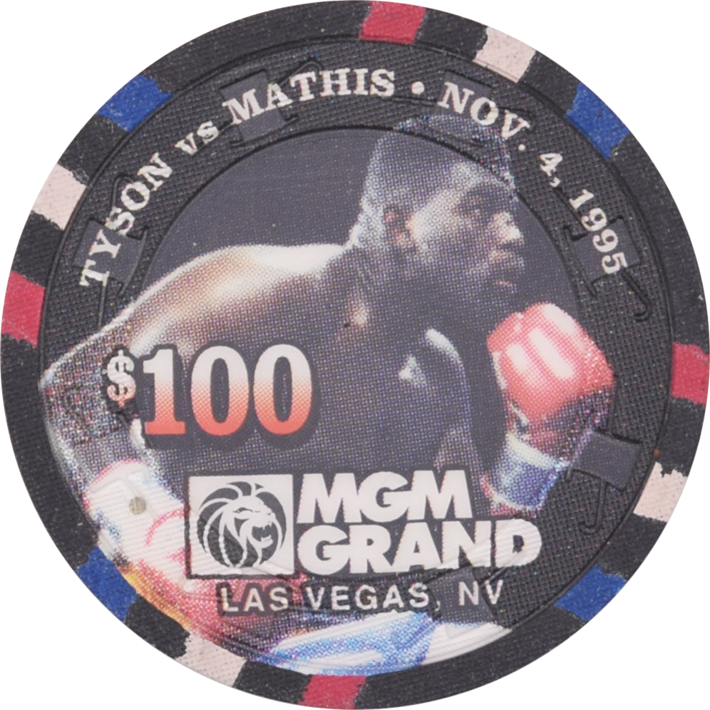 MGM Grand Casino Las Vegas Nevada $100 Tyson vs Mathis Nov 4, 1995 Chip