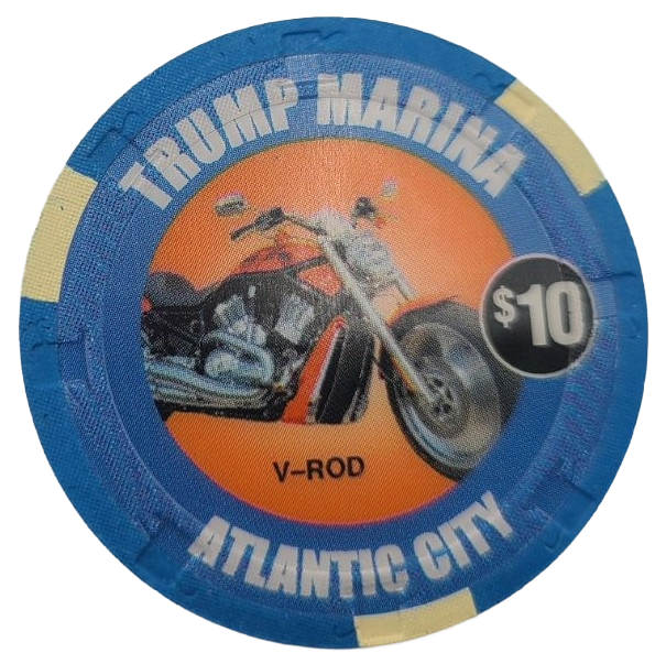 Trump Marina Casino Atlantic City New Jersey $10 Chip Harley-Davidson V-Rod