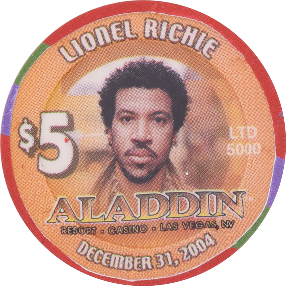 Aladdin Resort & Casino Las Vegas Nevada $5 Lionel Richie Chip 2004
