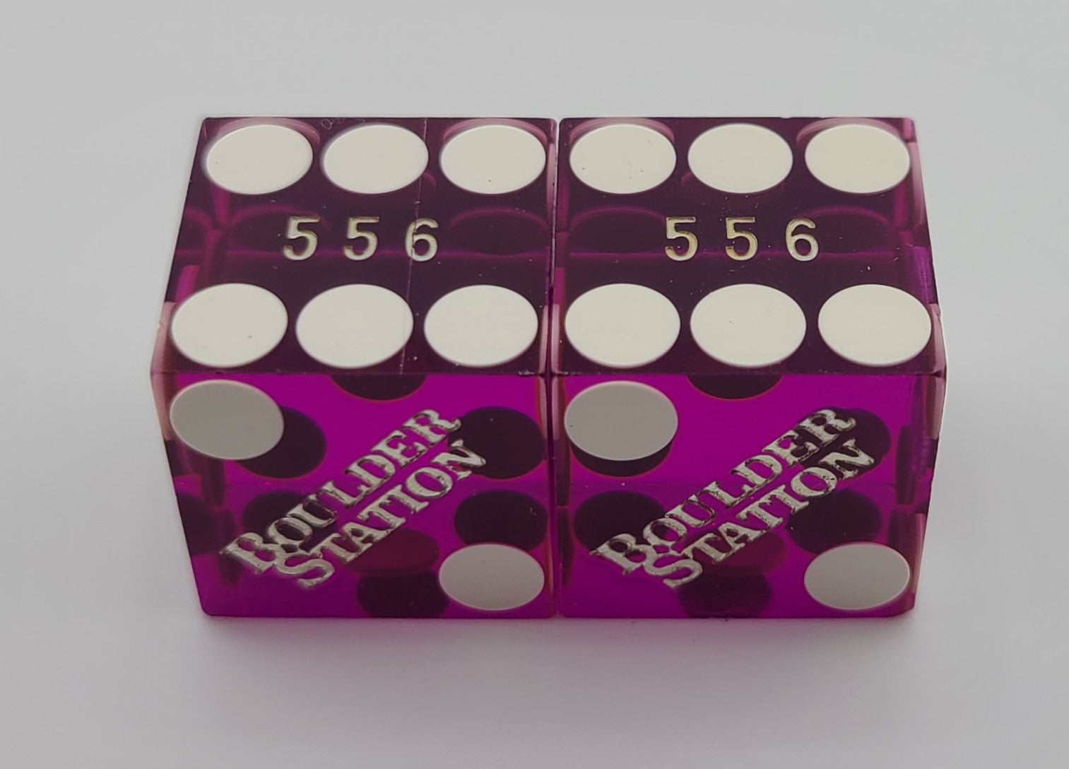 Boulder Station Casino Las Vegas Used Pair of Matching Purple Dice