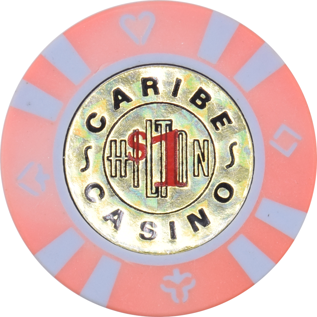 Caribe Hilton Casino San Juan Puerto Rico $1 Lt Orange Chip