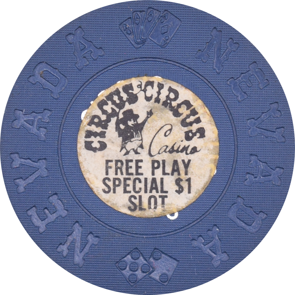 Circus Circus Casino Las Vegas Nevada Free Play Special $1 Slot Chip 1968