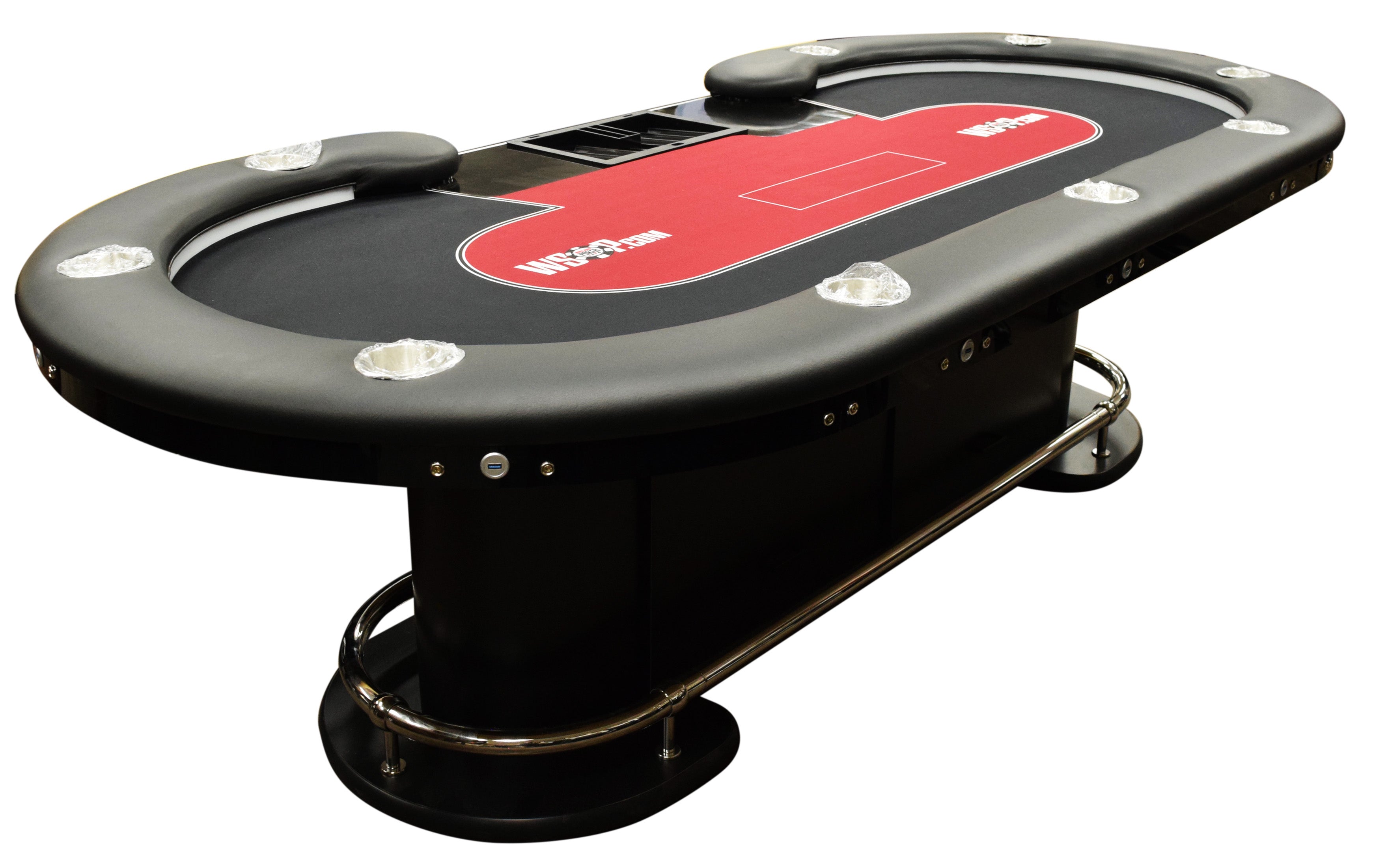 102" Executive Poker Table with Dealer Position, Pedestal Legs, USB Ports and LED Lighting