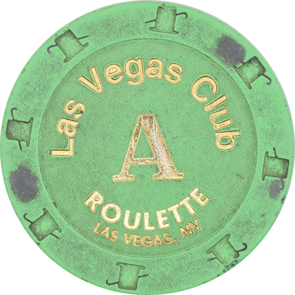 Las Vegas Club Casino Las Vegas Nevada Green Roulette A Chip 2004