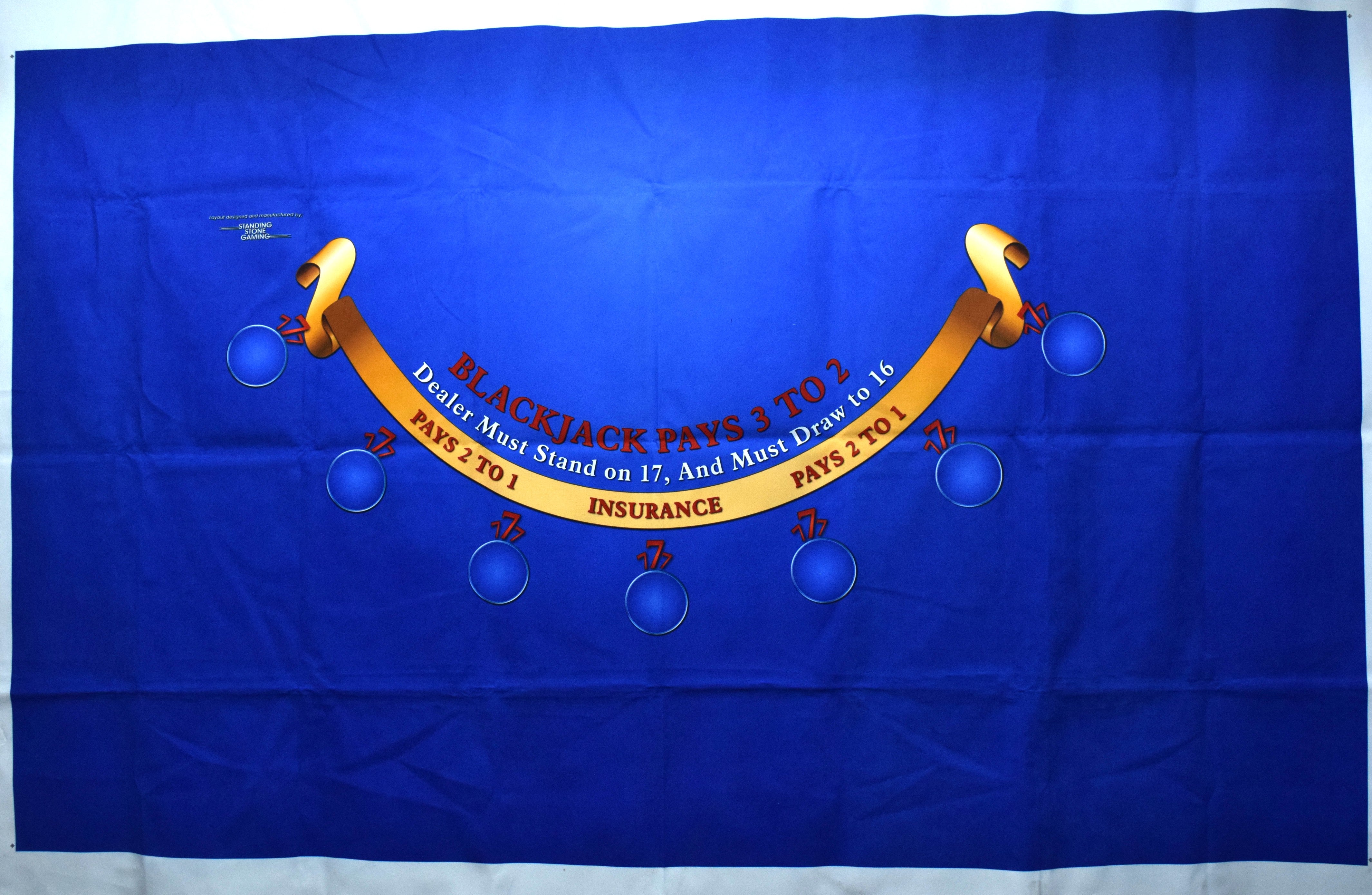 Standing Stone New Blue Blackjack Layout with Triple 7's