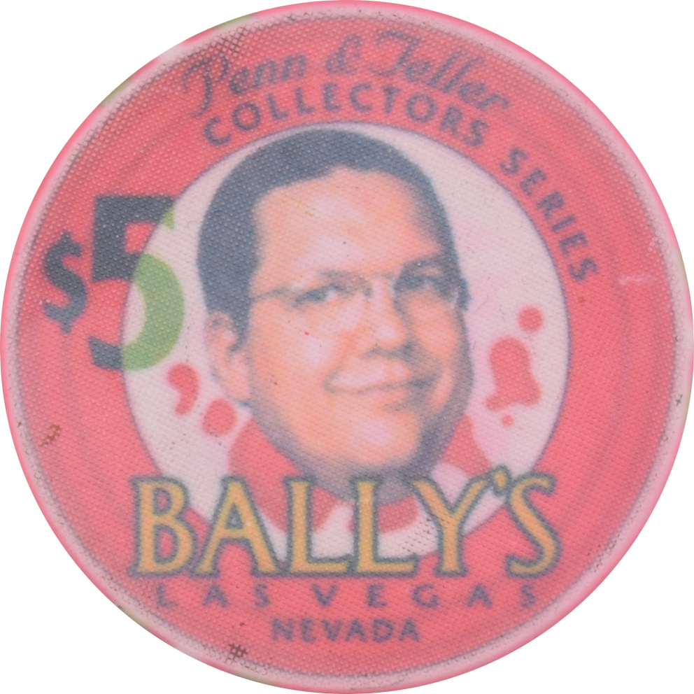 Bally's Casino Las Vegas Nevada $5 Penn & Teller Chip 1995