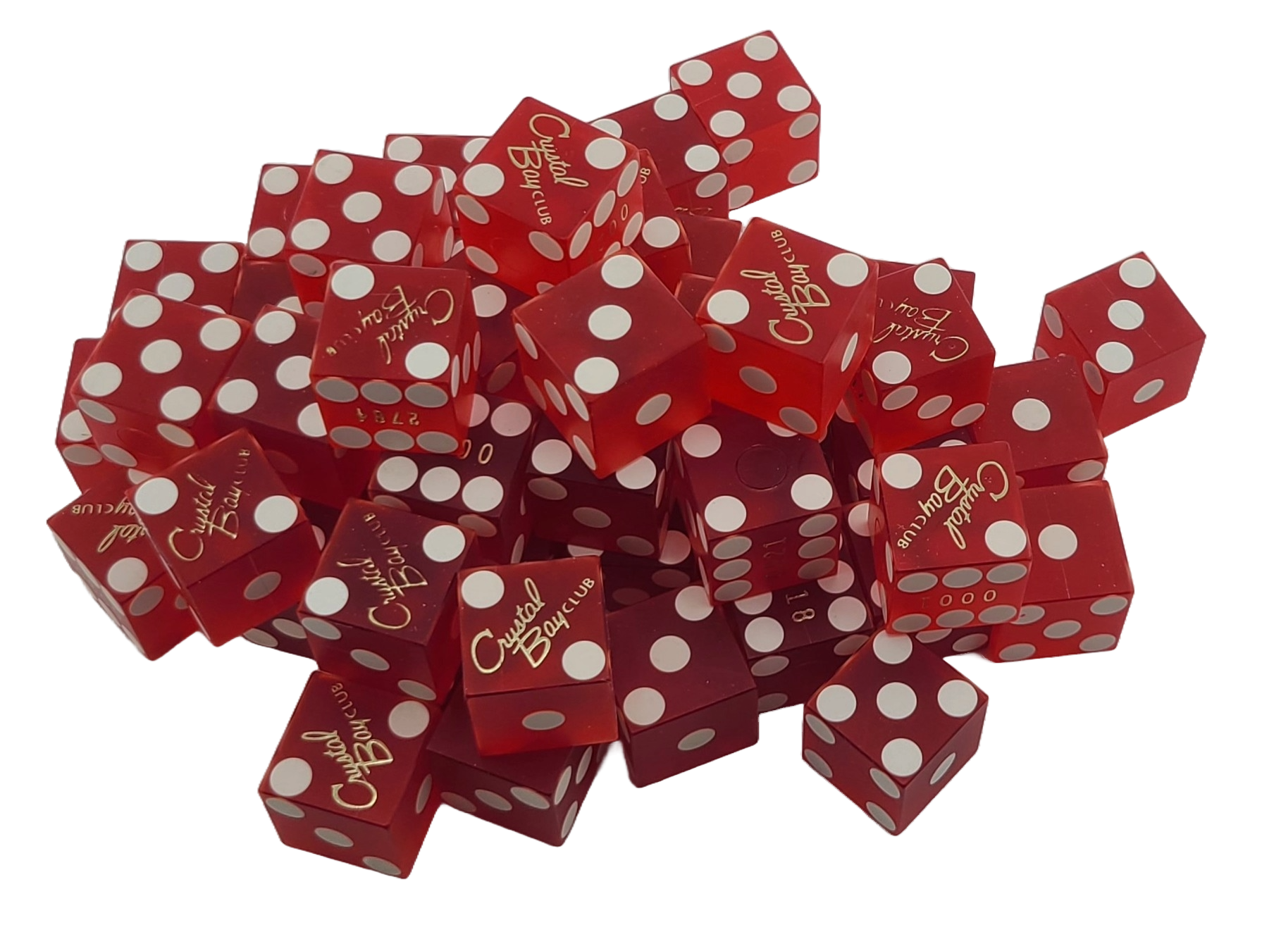 Bulk Dice 50 Red Used Dice From Crystal Bay Club Casino in Lake Tahoe Nevada