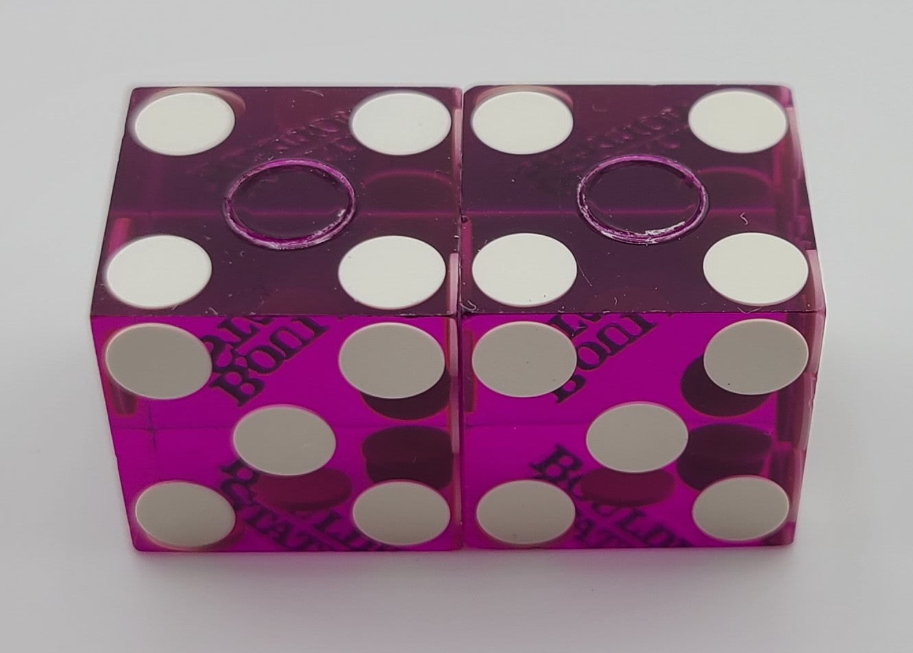 Boulder Station Casino Las Vegas Used Pair of Matching Purple Dice