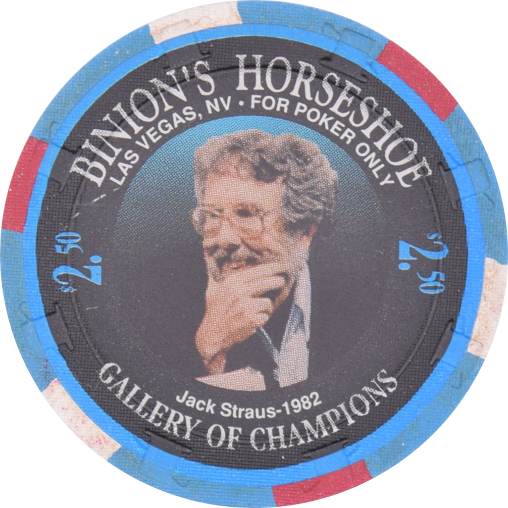Horseshoe Club (Binion's) Casino Las Vegas Nevada $2.50 Jack Straus Chip 1994