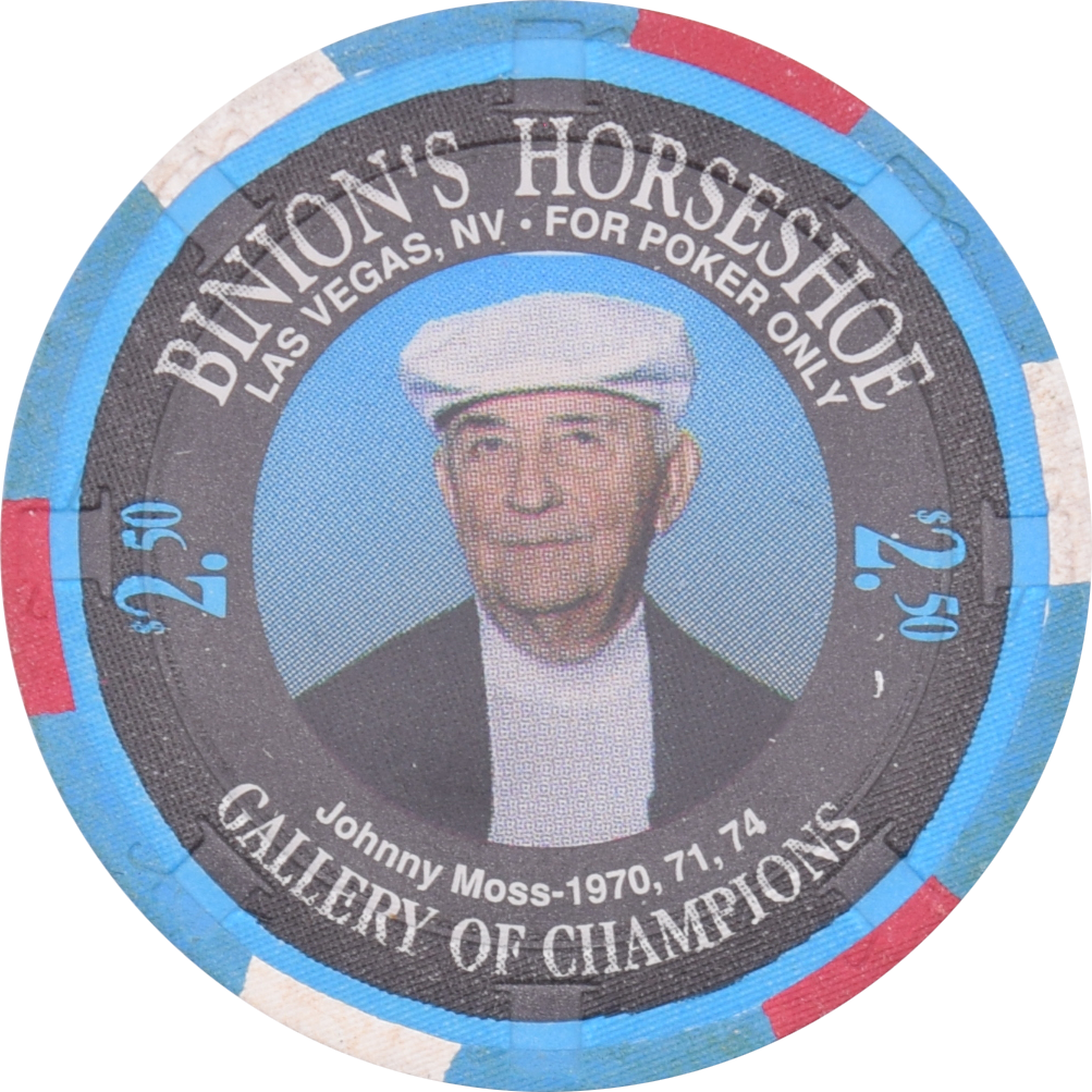 Horseshoe Club (Binion's) Casino Las Vegas Nevada $2.50 Johnny Moss Chip 1994
