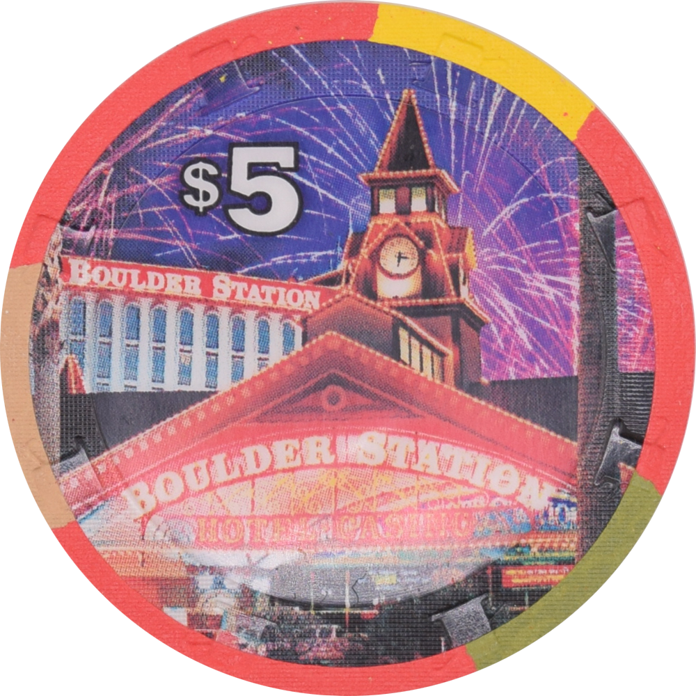Boulder Station Casino Las Vegas Nevada $5 20th Anniversary Chip 2014
