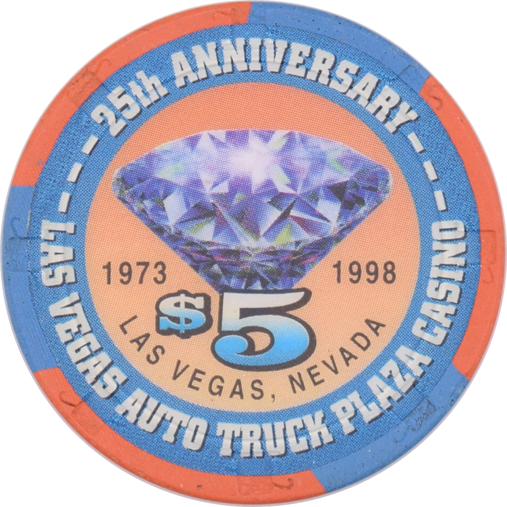 Auto Truck Plaza Casino Las Vegas Nevada $5 25th Anniversary Chip 1999