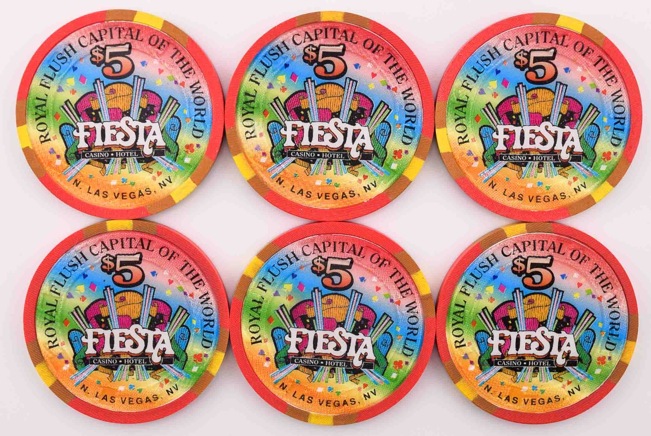 Fiesta Casino North Las Vegas Nevada $5 Full Suits Set of 24 Chips 1997