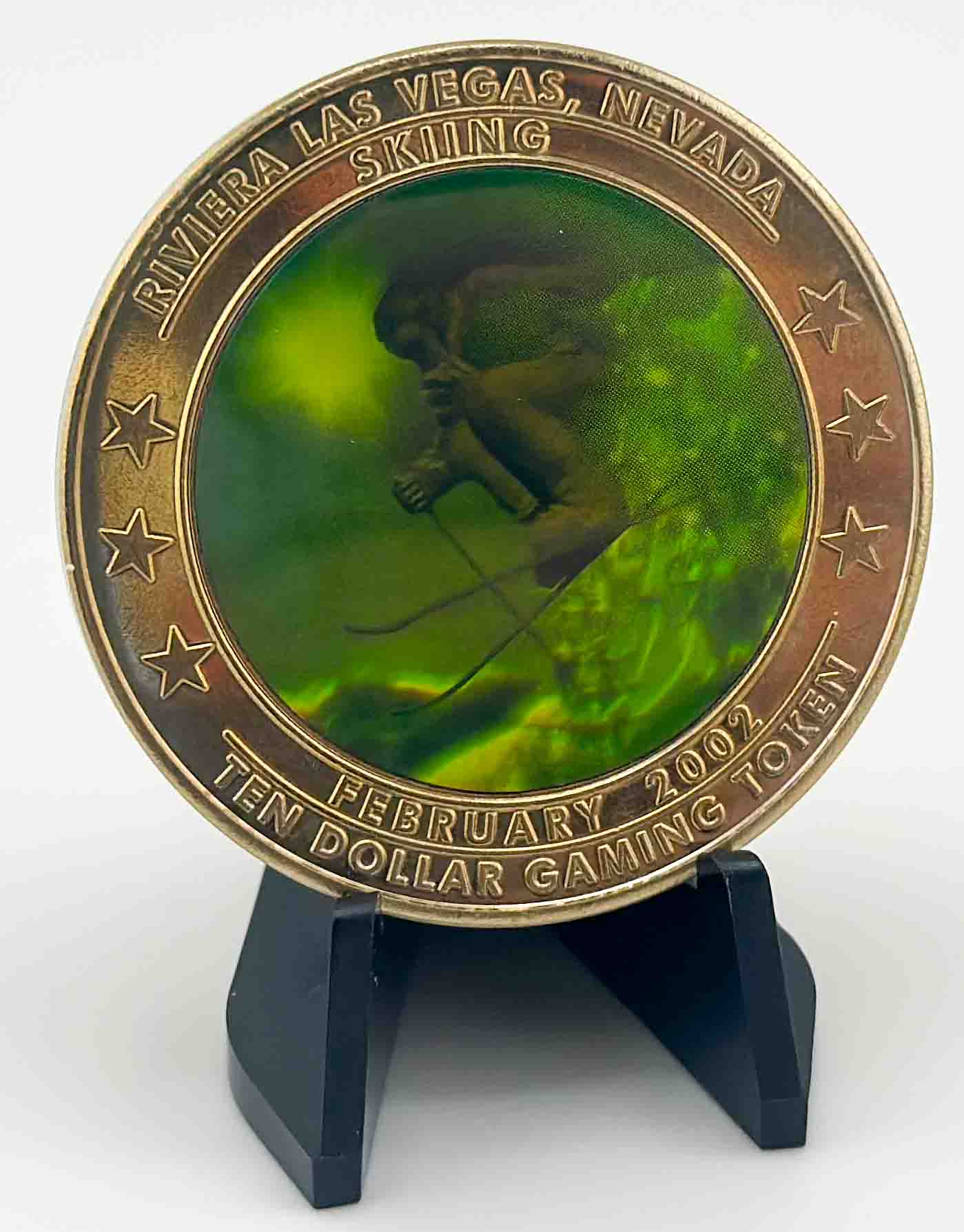 Riviera Casino Las Vegas "Skiing" $10 Hologram Token 2002