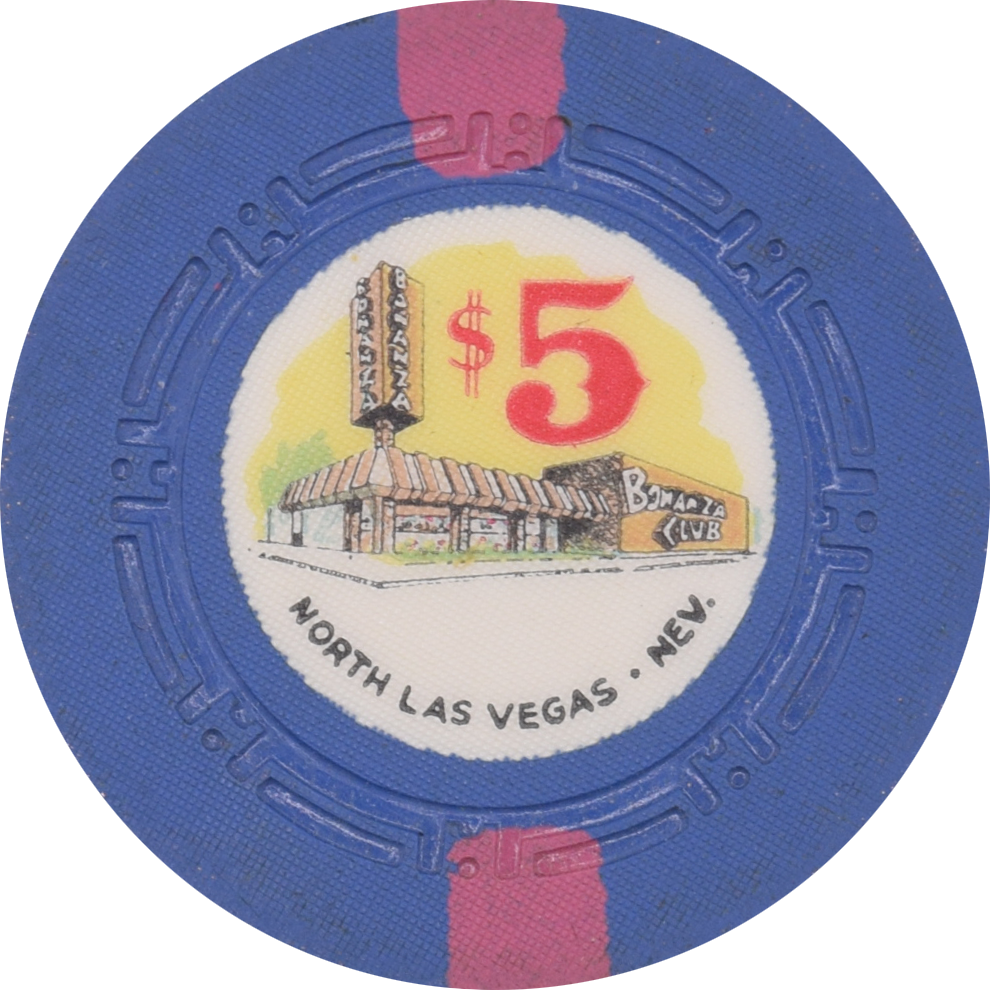 Bonanza Club Casino N. Las Vegas Nevada $5 Chip 1959