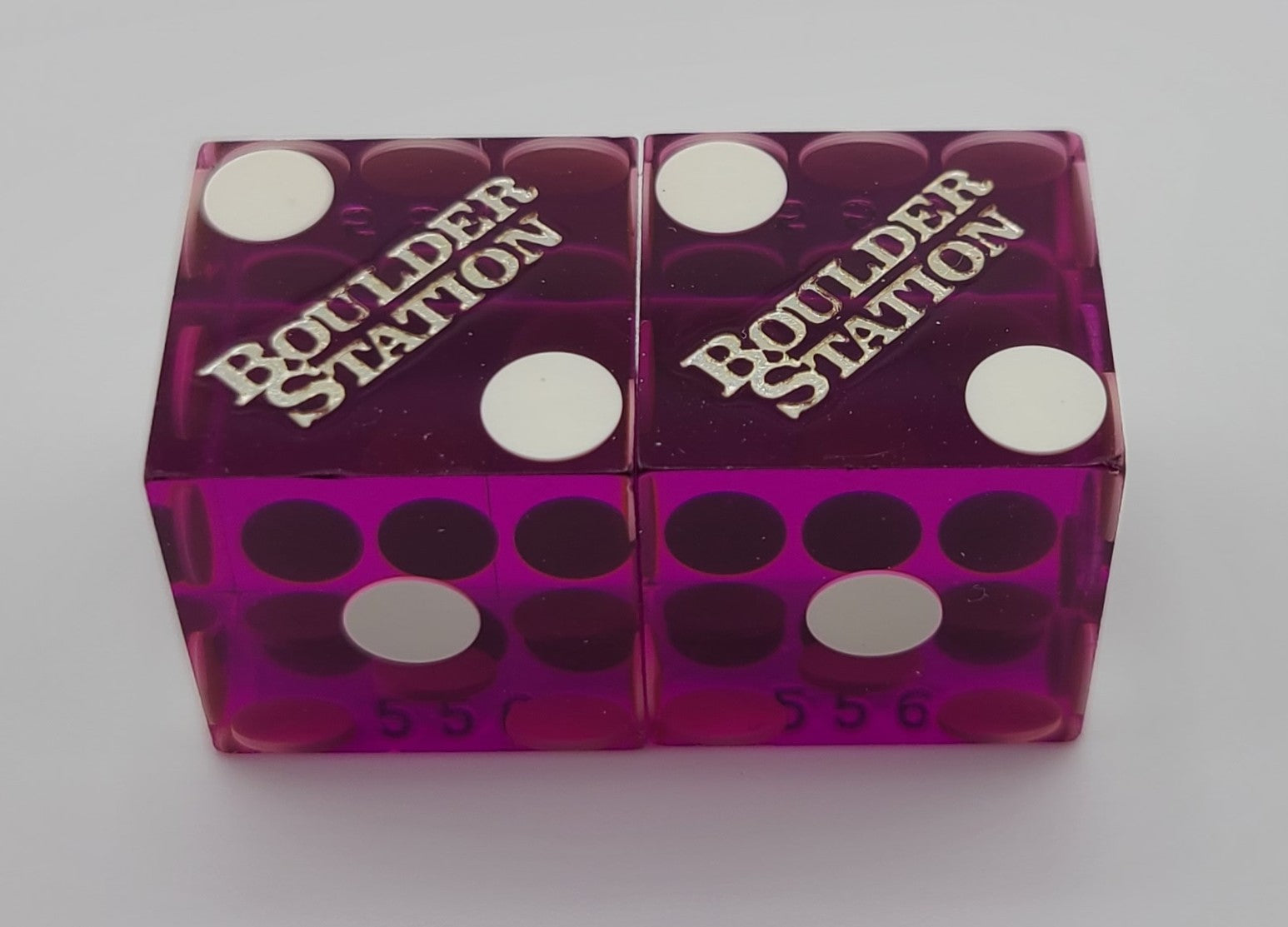 Boulder Station Casino Las Vegas Used Pair of Matching Purple Dice