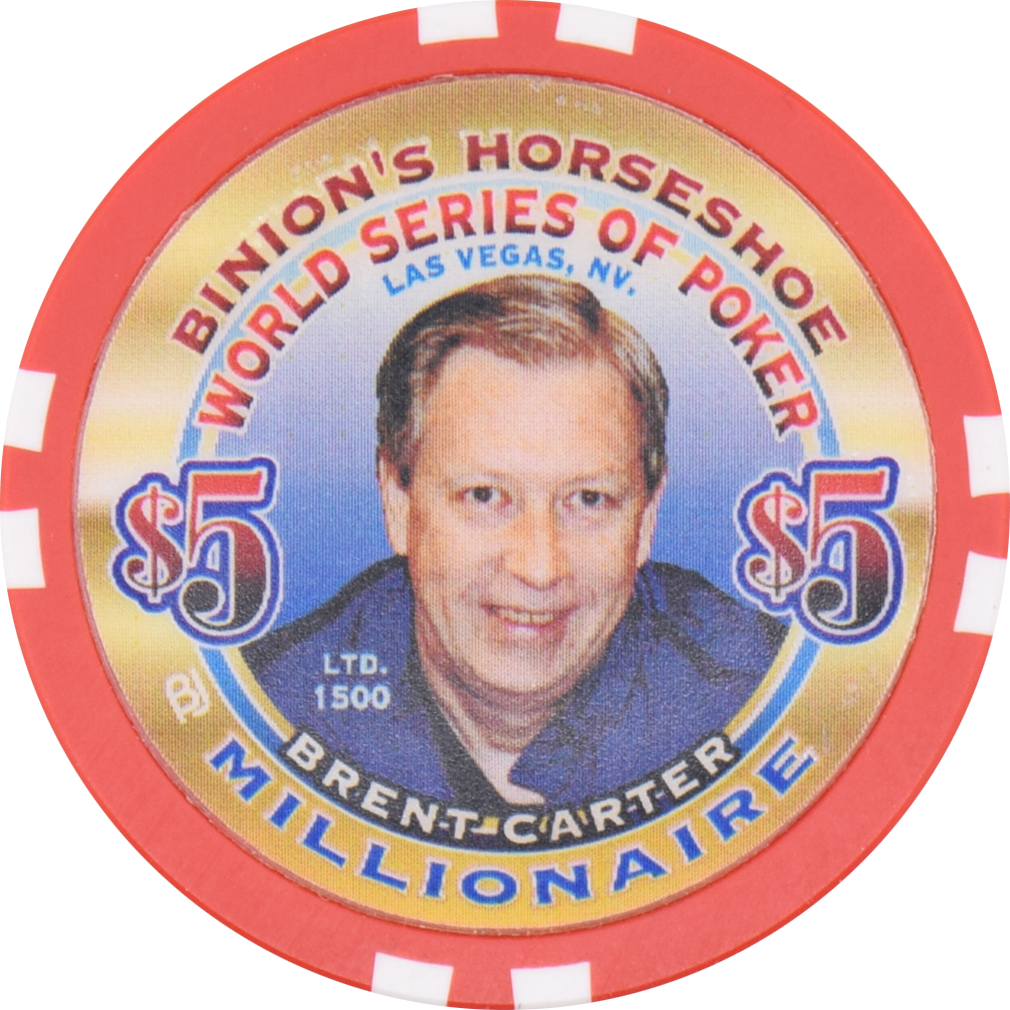 Horseshoe Club Casino Las Vegas Nevada $5 WSOP Brent Carter Millionaire Chip 2002