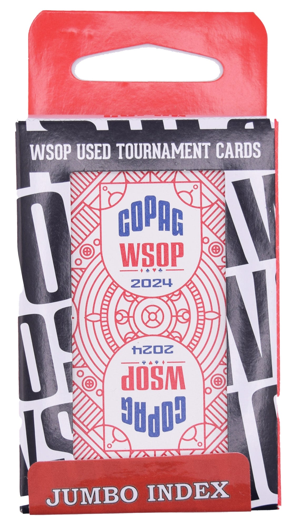 Copag WSOP 2024 Tournament Used 100% Plastic Playing Cards - Narrow Size (Bridge) Jumbo Index Blue/Red Double Deck Set