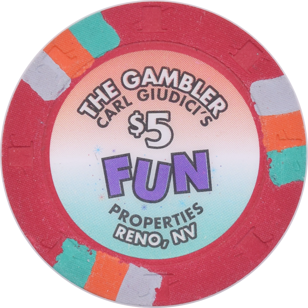 Carl Giudici's The Gambler Casino Reno Nevada $5 Chip 1995