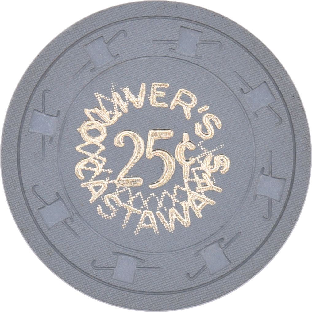 Oliver's Castaways Casino Las Vegas Nevada 25 Cent Cancelled Chip 1962
