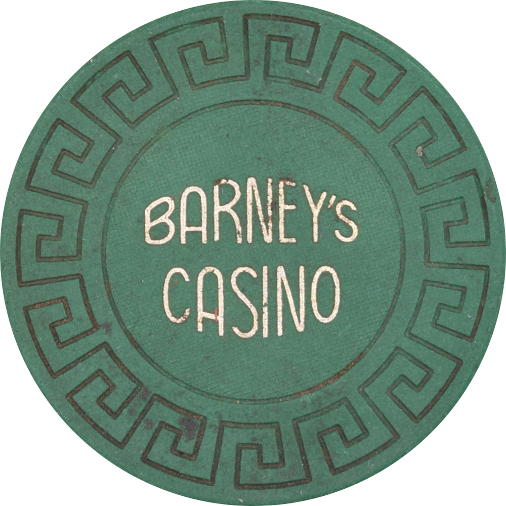 Barney's Casino Lake Tahoe Nevada Green LgKey Roulette Chip 1970