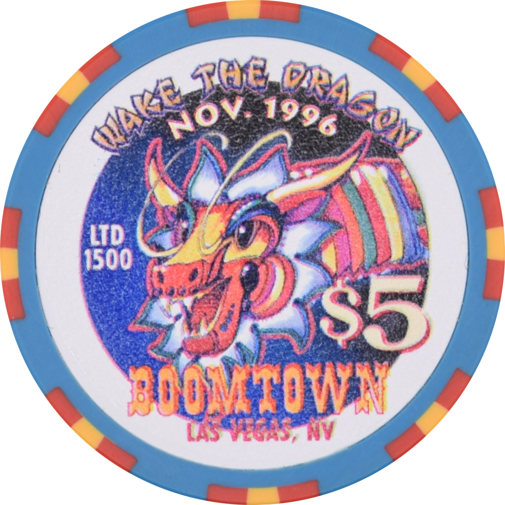 Boomtown Casino Las Vegas Nevada $5 Wake The Dragon Chip 1996